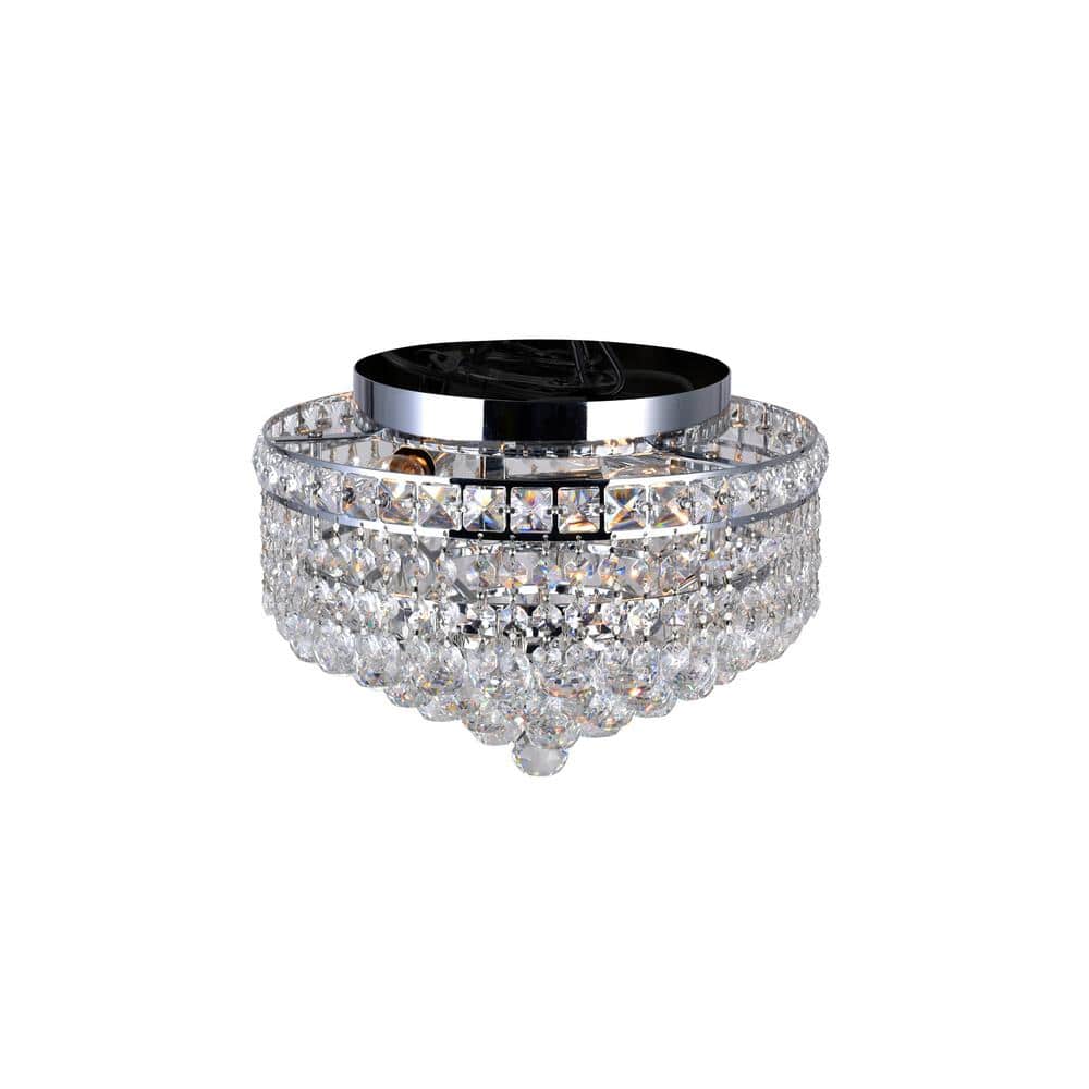 Luminous 12-Inch Chrome Crystal Globe Flush Mount Light