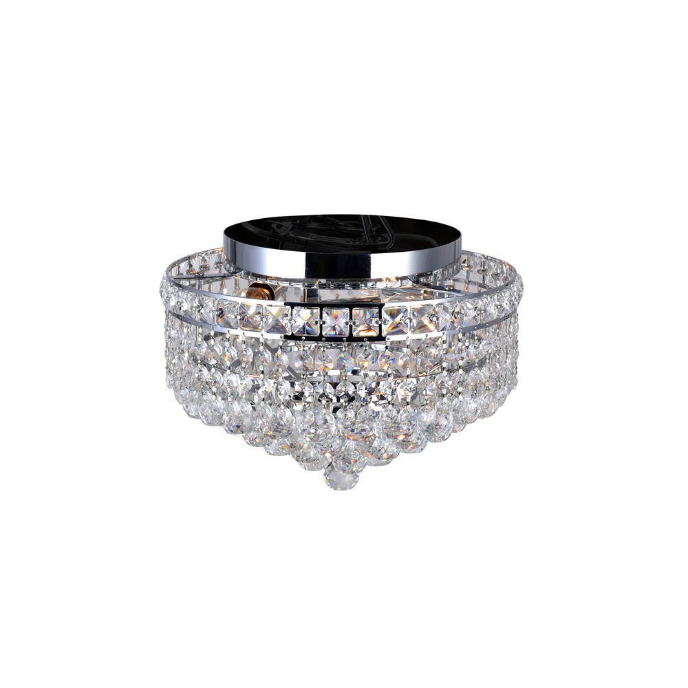 Luminous 12-Inch Chrome Crystal Globe Flush Mount Light