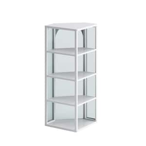 15.94 in. W x 22.24 in. D x 41.34 in. H Glass Door Bathroom Storage Wall Cabinet in White with 4-Tier Storage