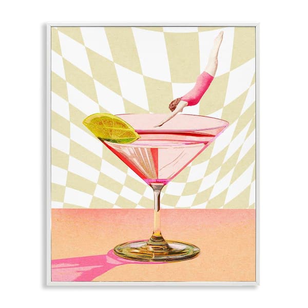Stupell Industries Diving into Cocktail by Daphne Polselli White Framed Food Giclee Art Print 30 in. x 24 in.