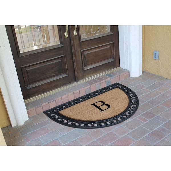 A1HC Natural Coir Monogrammed Entrance Door Mats, Durable Large Outdoor  Rug, Non-Slip, Flock Doormat, Thin-Profile Heavy Duty Door Mat, Indoor Outdoor  Front Door, High Traffic Areas, 18 X 30 