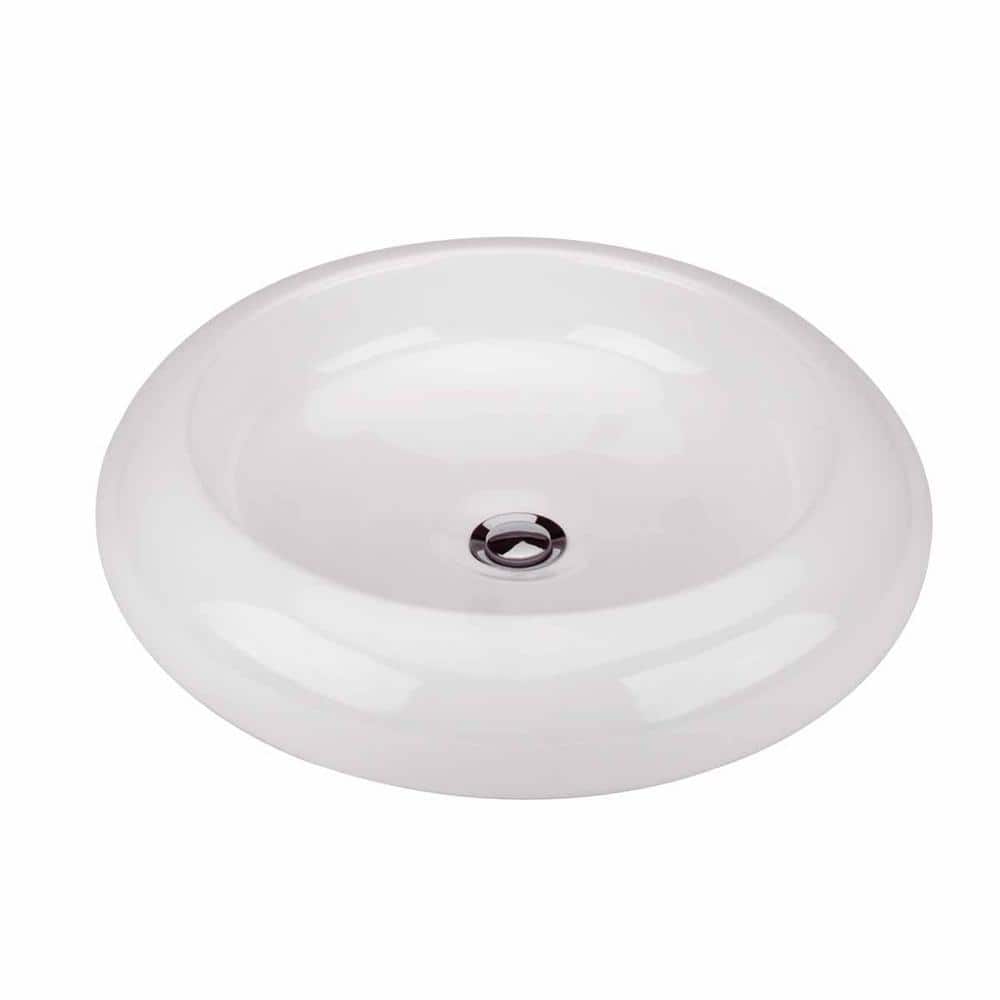 RENOVATORS SUPPLY MANUFACTURING Tranquility 20 in. Round Vessel Bathroom Sink in White with Overflow -  10797