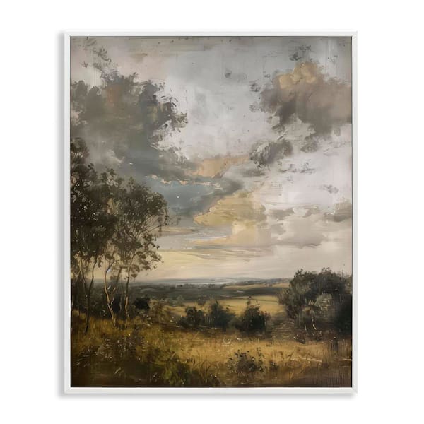 Rural Meadow at Dawn by LSR Creative Studio White Framed Nature Giclee Art Print 14 in. x 11 in.
