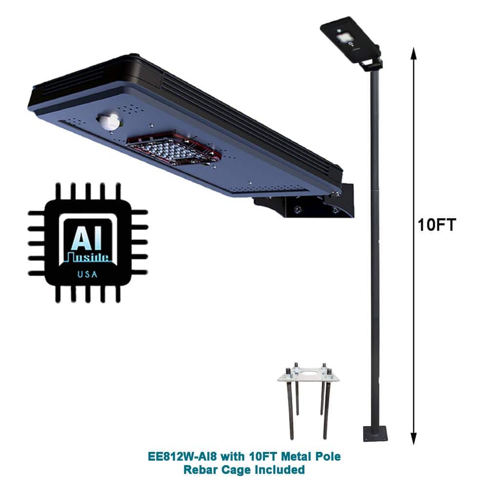 Solar Power Dusk to Dawn Black Aluminum Outdoor Integrated LED AI-Smart Sensing 1600LM Cree Area Parking Light with Pole price history on PriceWatchPro