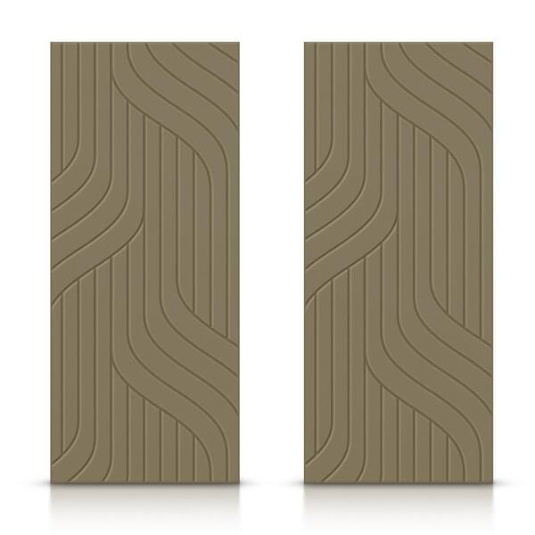 CALHOME 60 in. x 84 in. Hollow Core Olive Green Painted Composite MDF Interior Double Closet Sliding Doors