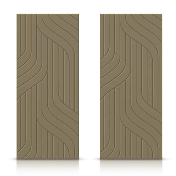 CALHOME 60 in. x 96 in. Hollow Core Olive Green Painted Composite MDF Interior Double Closet Sliding Doors