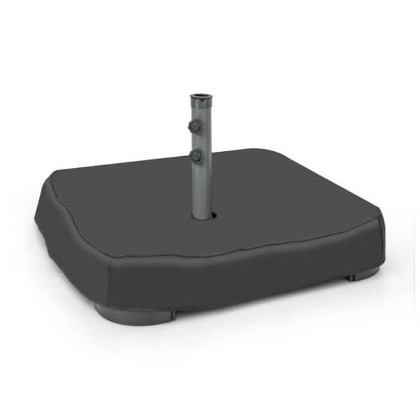Rectangular Fillable Patio Umbrella Base with 2 Sandbags and Dust-proof Cover in Black