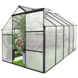 6 ft. x 10 ft. Outdoor Black Greenhouse Raised Base and Anchor Aluminum Greenhouses