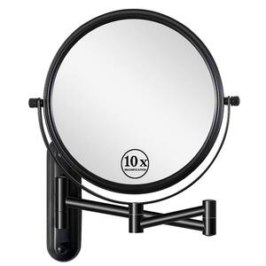 16.8 in. W x 11.9 in. H Small Round Metal Framed Dimmable Wall Bathroom Vanity Mirror in Black