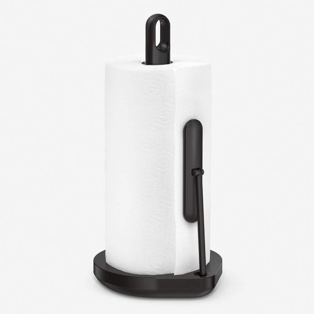 Precision-Tuned Tension Arm Countertop Black Stainless Steel Paper Towel Ho