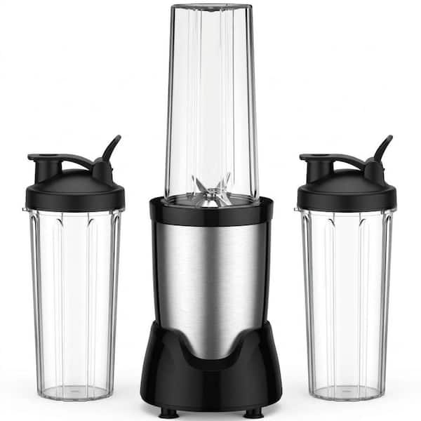 Black Stainless Steel Personal Blender Set Powerful Smoothie Maker 22000RPM 6-Leaf Blade 3 To-Go Cups