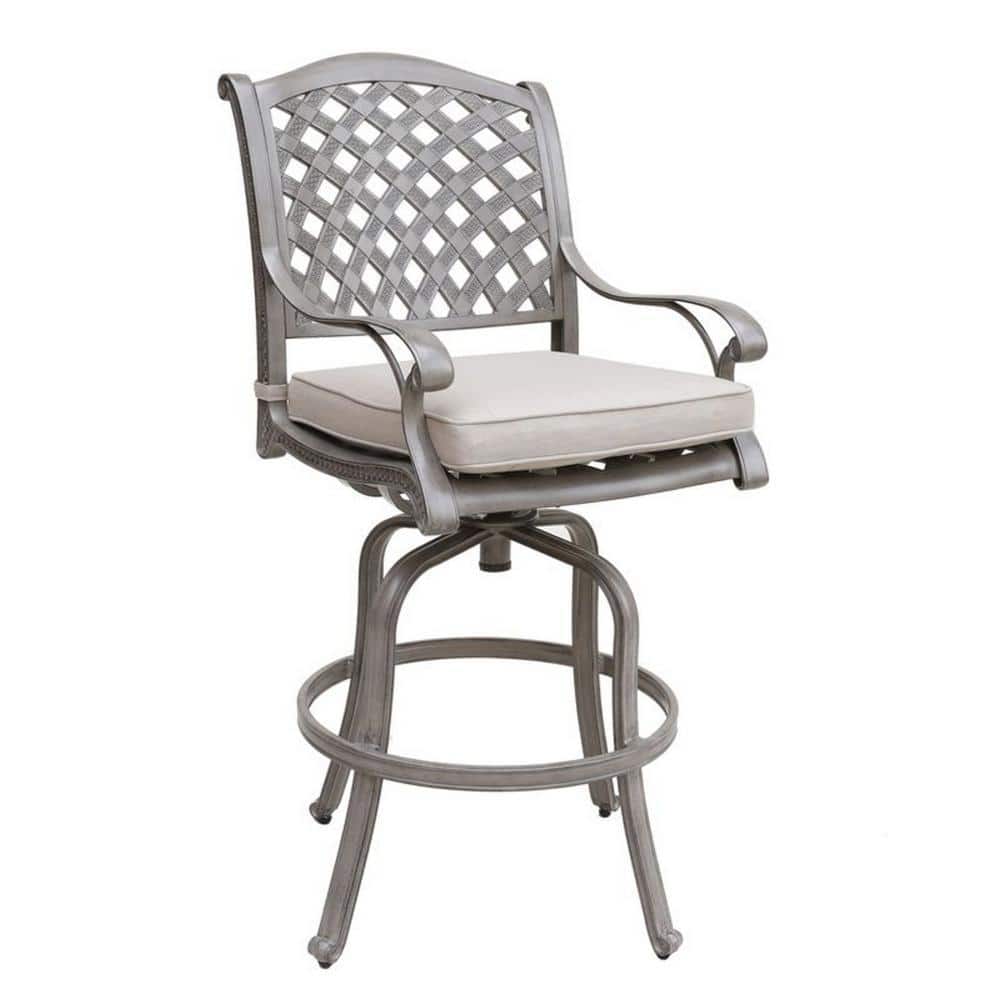 Swivel Metal Outdoor Bar Stool with Gray Cushion (Set of 2) price history on PriceWatchPro