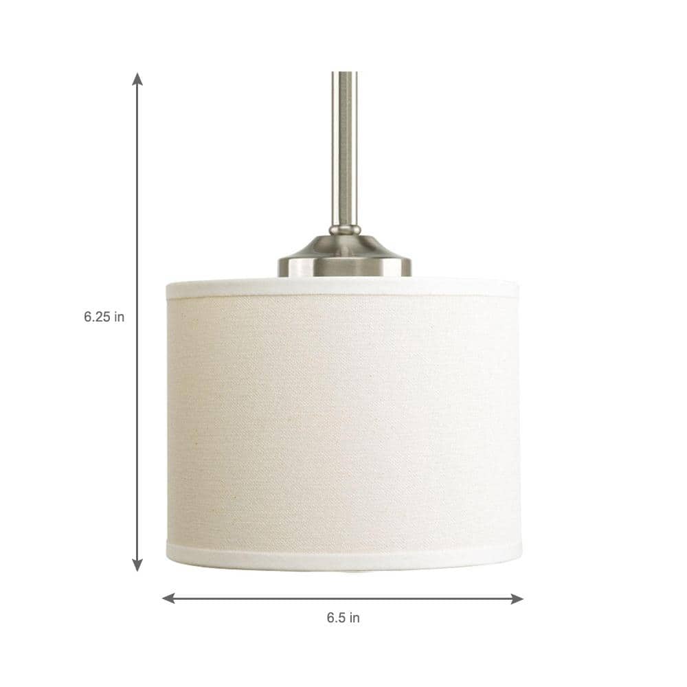 Brushed Nickel Mini Pendant with Off-White Linen Shade