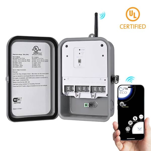 40 Amp 7-Day Outdoor WiFi Digital Smart Time Swtich, with Metal Box