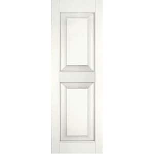 12 in. x 26 in. Exterior Real Wood Pine Raised Panel Shutters Pair White