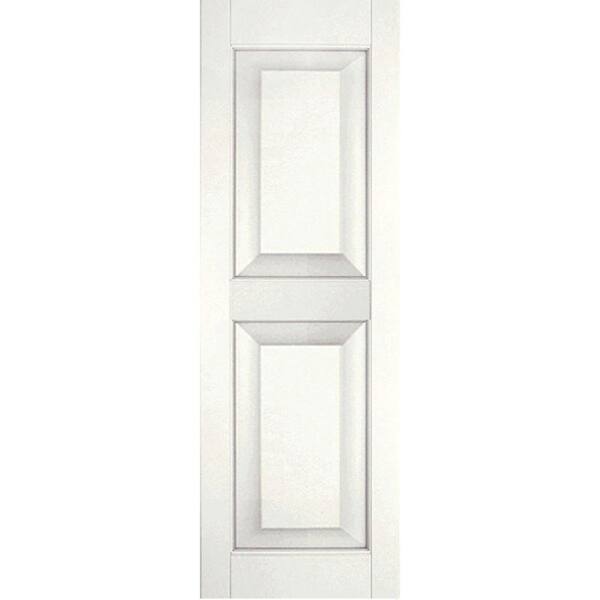 Ekena Millwork 12 in. x 49 in. Exterior Real Wood Pine Raised Panel Shutters Pair White