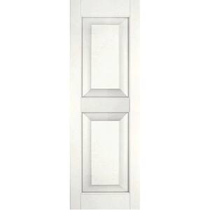 12 in. x 59 in. Exterior Real Wood Sapele Mahogany Raised Panel Shutters Pair White