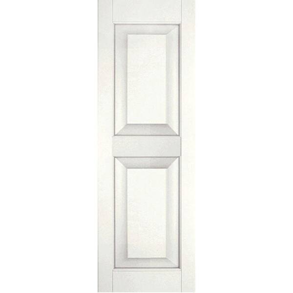 Ekena Millwork 15 in. x 43 in. Exterior Real Wood Sapele Mahogany Raised Panel Shutters Pair White