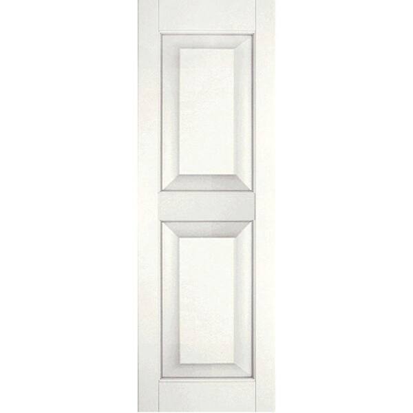Ekena Millwork 18 in. x 43 in. Exterior Real Wood Sapele Mahogany Raised Panel Shutters Pair White