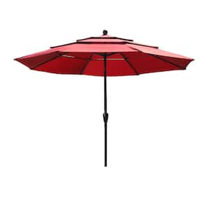 10 ft. Outdoor Aluminum Pole Patio Market Umbrella in Dark Red with Double Air Vent