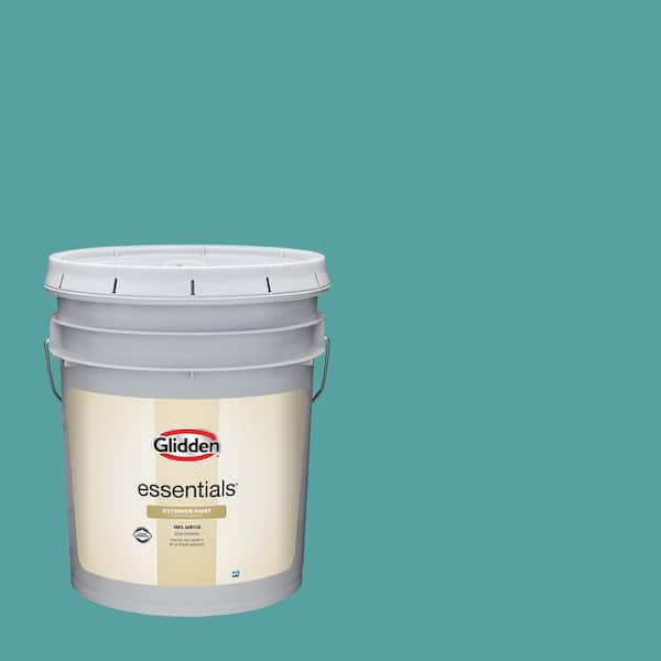 Glidden Essentials 5 gal. PPG1147-5 Teal Bayou Semi-Gloss Exterior Paint