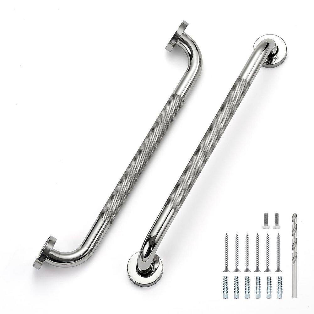 18 in. Concealed Screw Stainless Steel Anti-Slip Grab Bar for Shower Bathroom Safety in Polished Nickel 2 Pack price history on PriceWatchPro