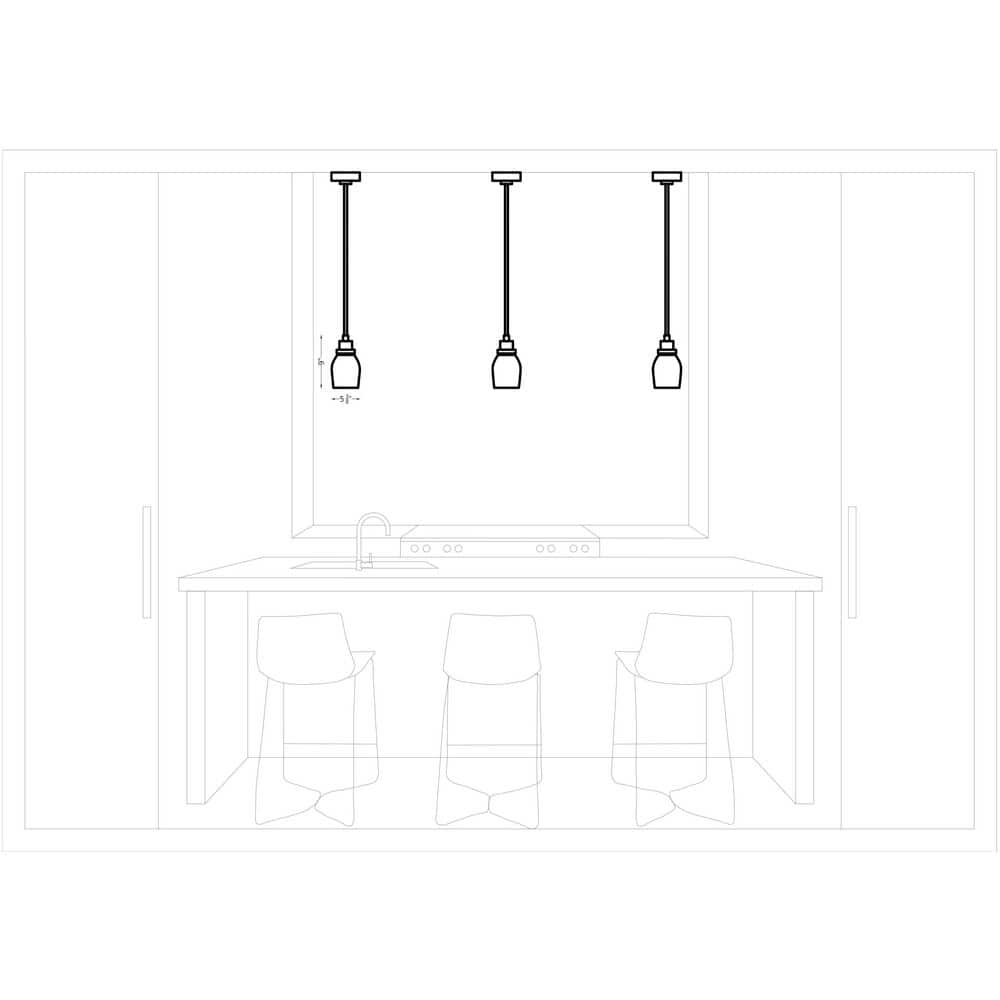 Brushed Nickel Mini Pendant with Clear Seeded Glass Shade