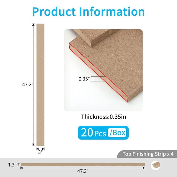 Art3dwallpanels 0.35 in.D x 3 in.W x 47.2 in.L Paintable