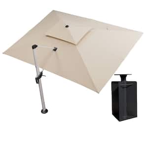 10 ft. x 13 ft. High-Quality Aluminum Cantilever Polyester Outdoor Patio Umbrella with Base in Ground, Beige