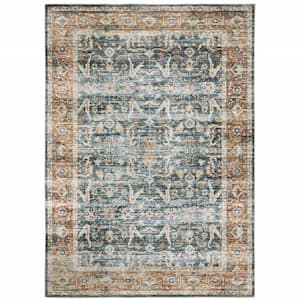 Blue and Beige 2 ft. x 3 ft. Oriental Area Rug
