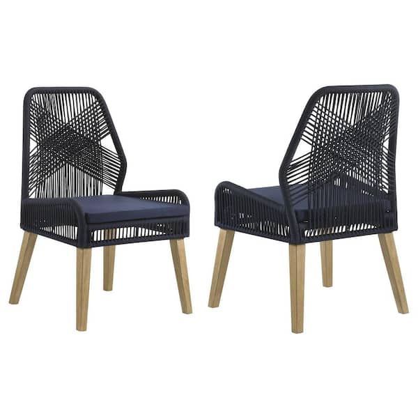 Coaster Nakia Dark Navy Fabric Woven Rope Dining Chairs Set of 2