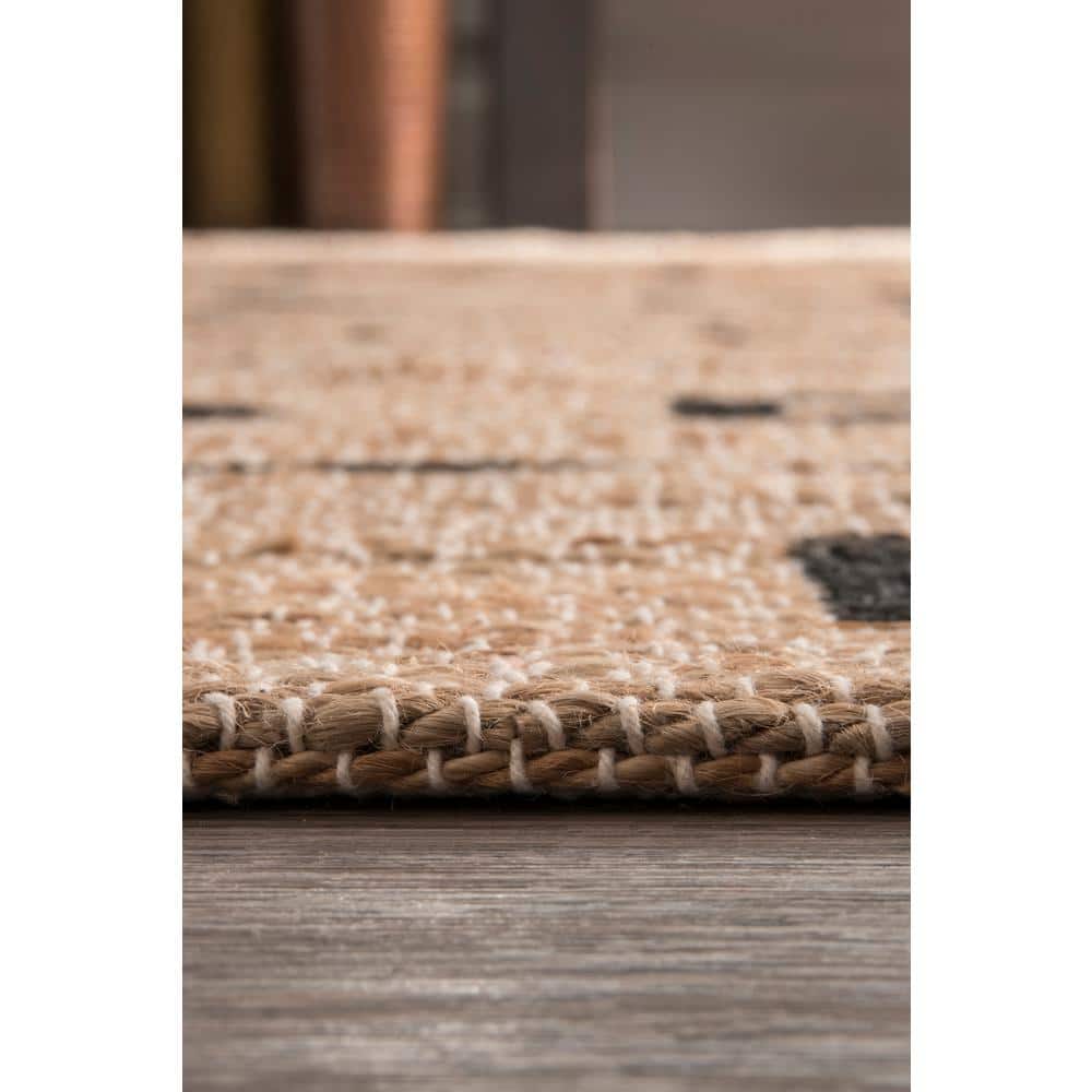 Handmade Tufted Oriental Cotton Runner Rug in Black