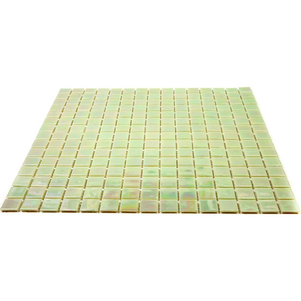 Nacreous 12" x 12" Glossy Green Glass Mosaic Tile