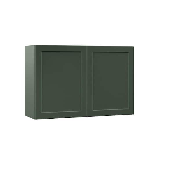 Hampton Bay Designer Series Melvern 36 in. W x 12 in. D x 24 in. H Assembled Shaker Wall Bridge Kitchen Cabinet in Forest