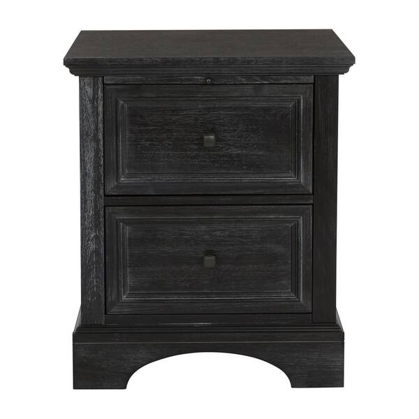 OSP Home Furnishings Farmhouse Basics 2-Drawer Rustic Black Wood ...