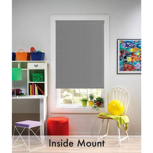 Bali Cut-to-Size Cut-to-Size Gray Cordless Blackout Fade resistant Roller Shades 60.5 in. W x 72 in. L