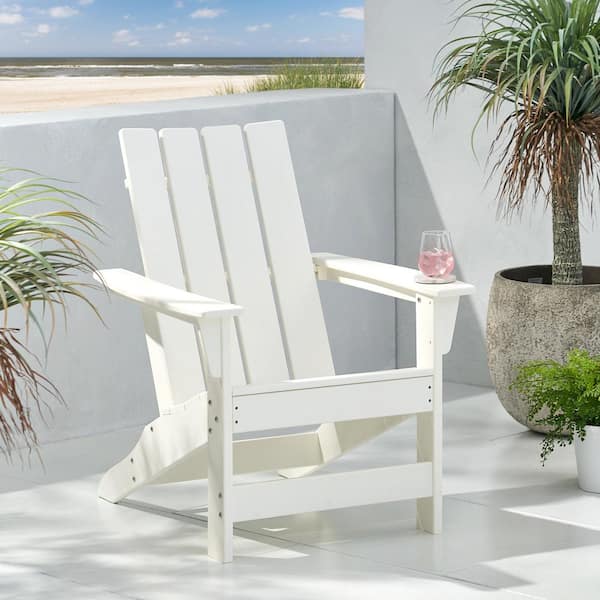 Afoxsos Classic White Hdpe Water Resistant and Impact Resistant Outdoor Adirondack Chair
