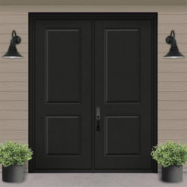 Regency 72 in. x 96 in. 2P Squaretop RHIS Onyx Stain Fiberglass Double Prehung Front Door with 6-9/16 Jamb
