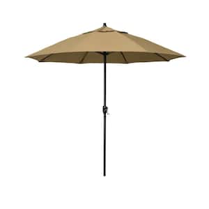 7.5 ft. Bronze Aluminum Market Patio Umbrella with Fiberglass Ribs and Auto Tilt in Straw Olefin