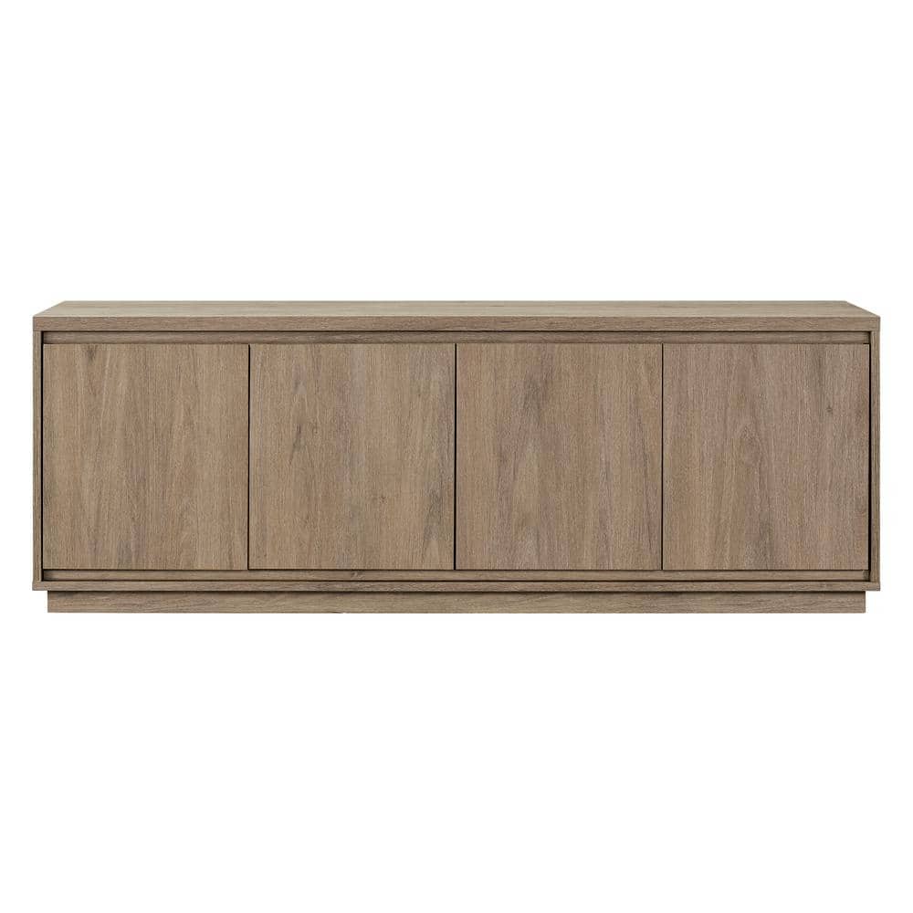 Antiqued Gray Oak 68" TV Stand with Cabinets