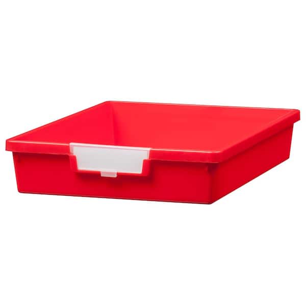 Unbranded 6 Gal. - Tote Tray - Slim Line 3 in. Storage Tray in Primary Red - (Pack of 3)