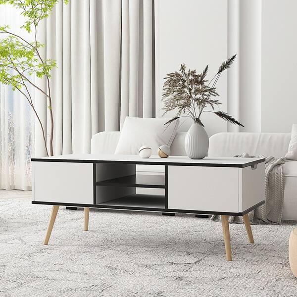 JASMODER 43.31 in. White Specialty Other Coffee Table for Home or Office Use