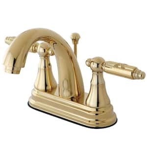 Georgian 4 in. Centerset 2-Handle Bathroom Faucet with Brass Pop-Up in Polished Brass