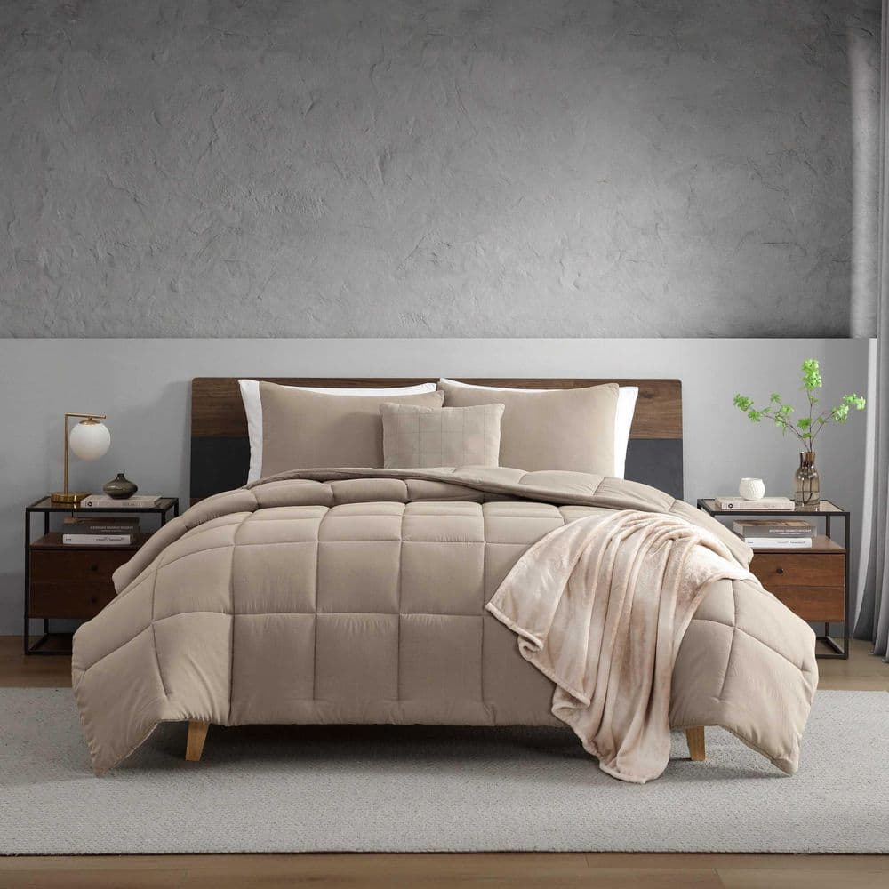 Solid Reversible Urban Obmre 5-Piece Brown Microfiber Full/Queen Comforter Set price history on PriceWatchPro