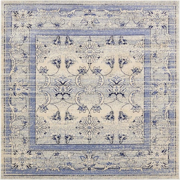 Unique Loom La Jolla Botanica Blue 8' 0 x 8' 0 Square Rug 3129495 - The ...