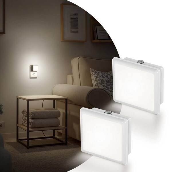 Plug-In Kids Night Light with Sensor, 5000K Super Bright for Nursery, Bedroom, Hallway, Auto On/Off (4-Pack)