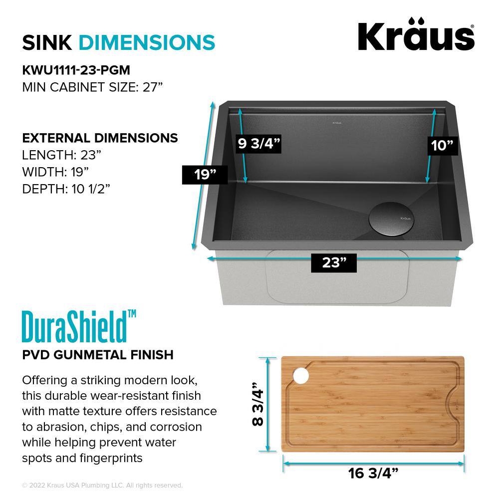 Kore 23" Black Stainless Steel Drop-In Single Bowl Kitchen Sink