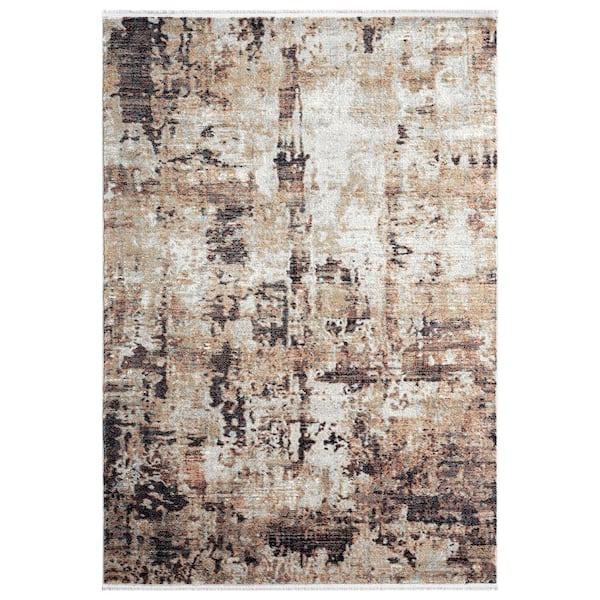 Abani Azure Grey 7 ft. 9 in. x 10 ft. 2 in. Abstract Polyester Area Rug