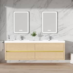 Ziyudura 24 in. Single Sink Floating White Bath Vanity with White