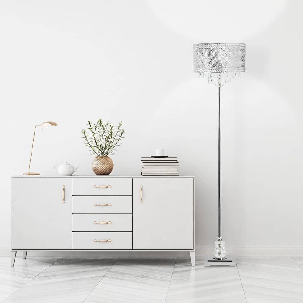 Brielle 60.5 in. Silver Floor Lamp with Polished Nickel and Crystal Shade price history on PriceWatchPro